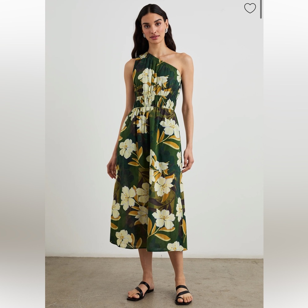 Rails Selani Plumerias Green Floral One-Shoulder Midi Dress medium